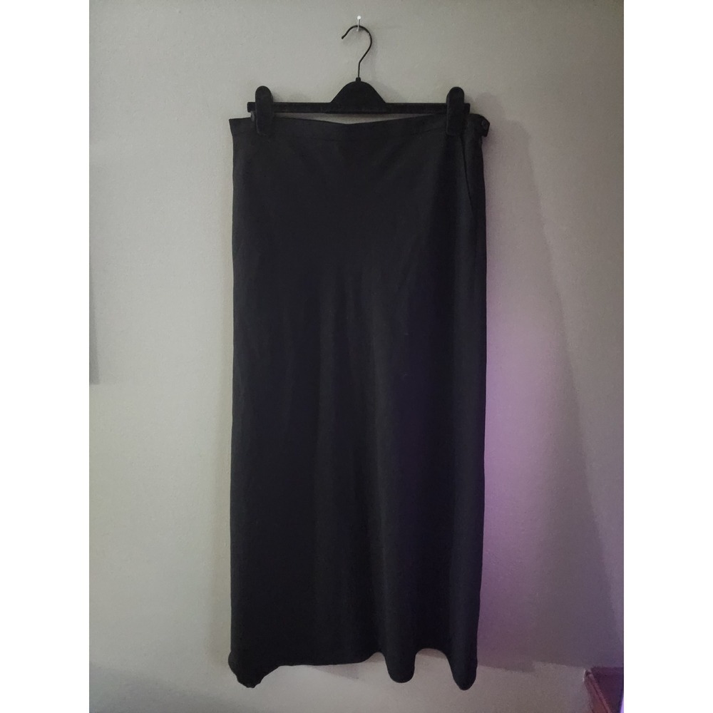 Lauren Ralph Lauren Black Maxi Skirt Size 16 Side Zip Triacetate Blend Column